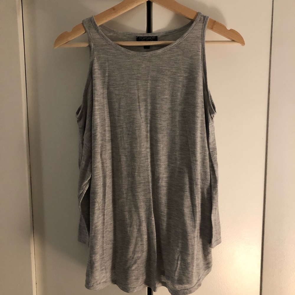 Topshop cold shoulder grey top